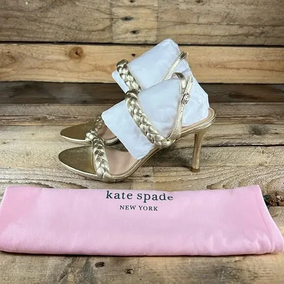 Kate Spade Saffron Heel - Antique Gold Leather - 6.5 - New without box - Picture 1 of 8